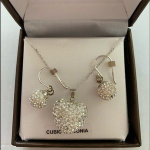 Silver set earrings and necklace